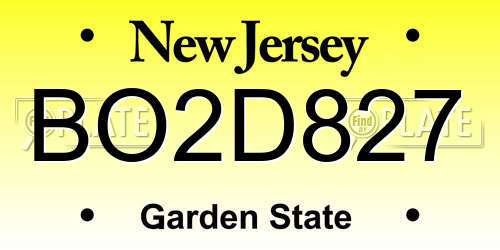 BO2D827 New Jersey License Plate
