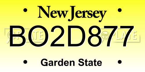 BO2D877 New Jersey License Plate