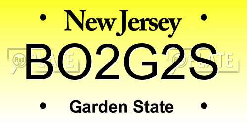 BO2G2S New Jersey License Plate