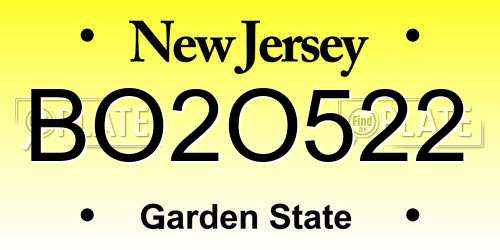 BO2O522 New Jersey License Plate