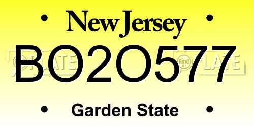 BO2O577 New Jersey License Plate