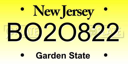 BO2O822 New Jersey License Plate