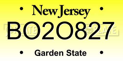 BO2O827 New Jersey License Plate