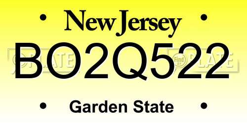 BO2Q522 New Jersey License Plate