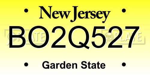 BO2Q527 New Jersey License Plate