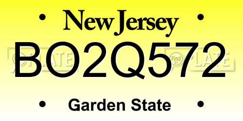 BO2Q572 New Jersey License Plate