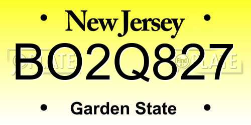 BO2Q827 New Jersey License Plate