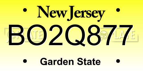 BO2Q877 New Jersey License Plate