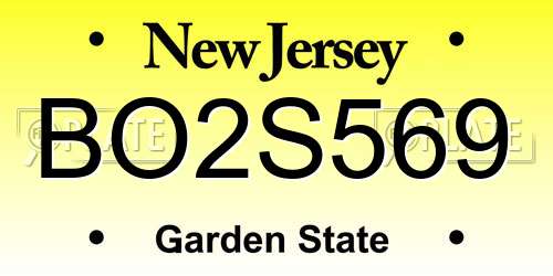 BO2S569 New Jersey License Plate