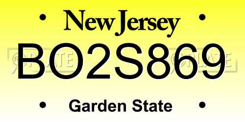 BO2S869 New Jersey License Plate