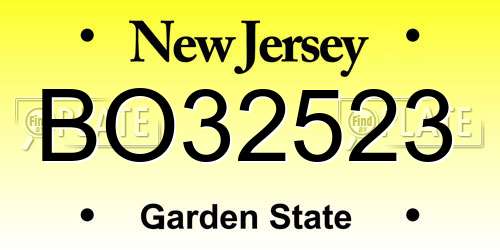 BO32523 New Jersey License Plate