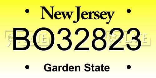BO32823 New Jersey License Plate