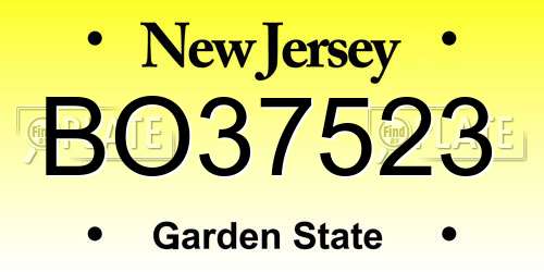 BO37523 New Jersey License Plate