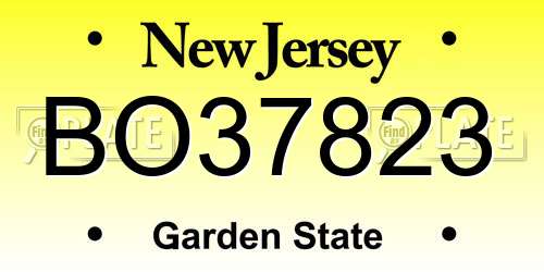 BO37823 New Jersey License Plate
