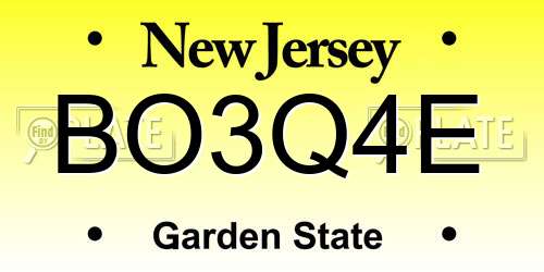 BO3Q4E New Jersey License Plate