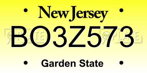BO3Z573 New Jersey License Plate