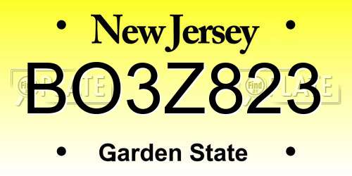 BO3Z823 New Jersey License Plate
