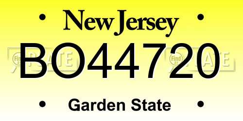 BO44720 New Jersey License Plate