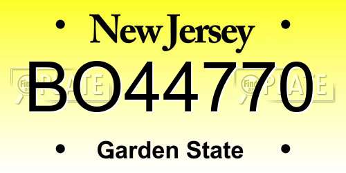 BO44770 New Jersey License Plate