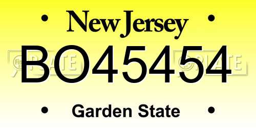 BO45454 New Jersey License Plate
