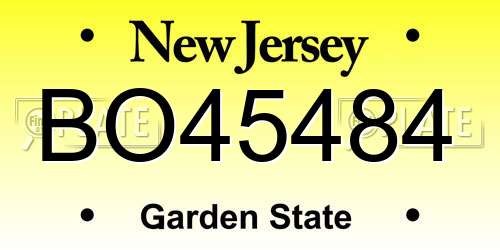 BO45484 New Jersey License Plate