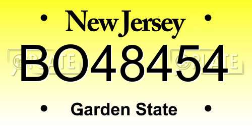 BO48454 New Jersey License Plate