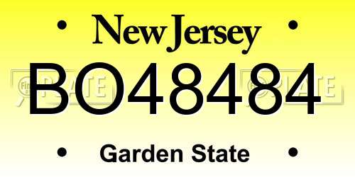 BO48484 New Jersey License Plate