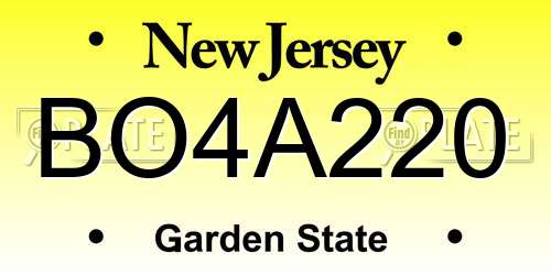 BO4A220 New Jersey License Plate