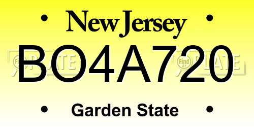 BO4A720 New Jersey License Plate
