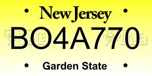 BO4A770 New Jersey License Plate