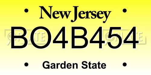 BO4B454 New Jersey License Plate
