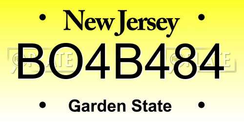 BO4B484 New Jersey License Plate