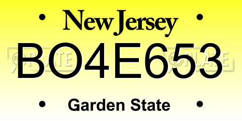 BO4E653 New Jersey License Plate