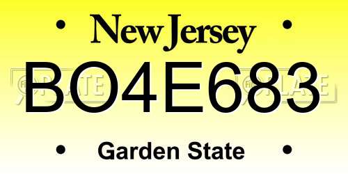 BO4E683 New Jersey License Plate