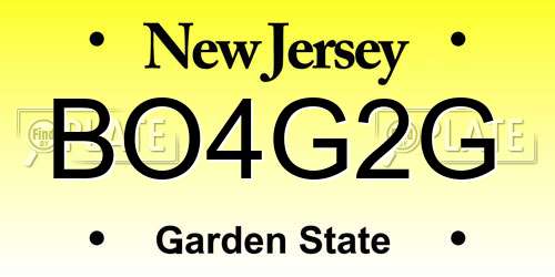 BO4G2G New Jersey License Plate