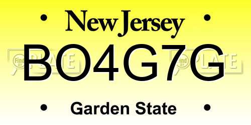 BO4G7G New Jersey License Plate