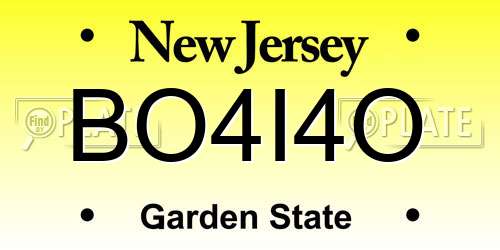 BO4I4O New Jersey License Plate