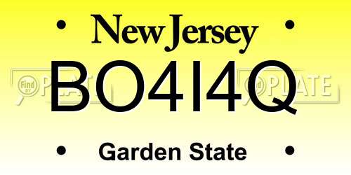 BO4I4Q New Jersey License Plate