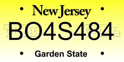 BO4S484 New Jersey License Plate