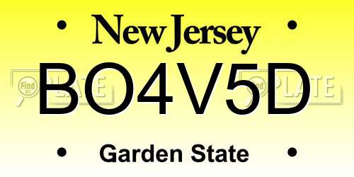 BO4V5D New Jersey License Plate