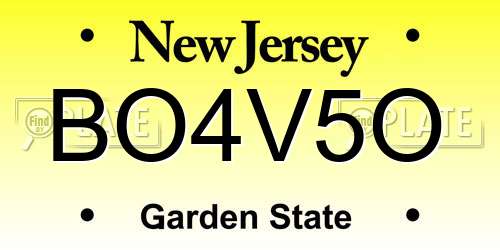 BO4V5O New Jersey License Plate
