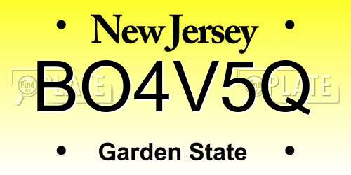 BO4V5Q New Jersey License Plate