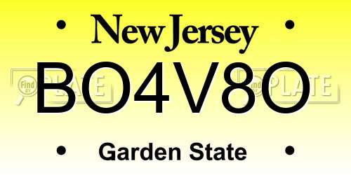 BO4V8O New Jersey License Plate