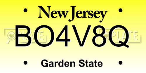 BO4V8Q New Jersey License Plate
