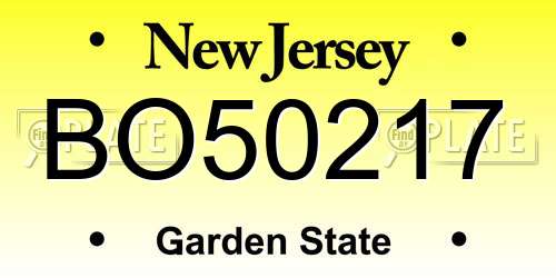 BO50217 New Jersey License Plate