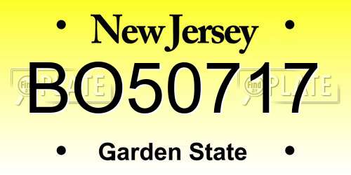 BO50717 New Jersey License Plate