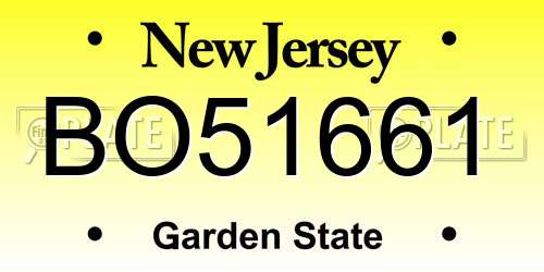 BO51661 New Jersey License Plate