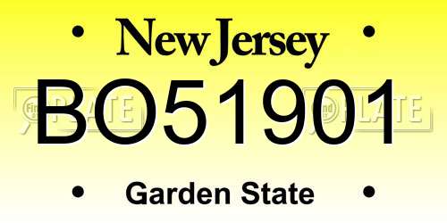 BO51901 New Jersey License Plate