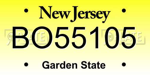 BO55105 New Jersey License Plate