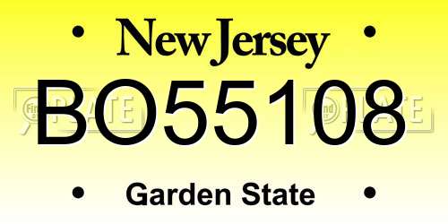 BO55108 New Jersey License Plate
